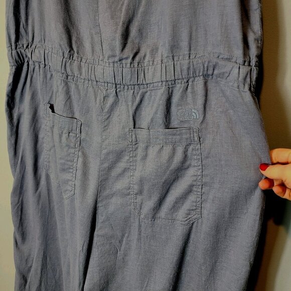 The North Face Hemp Hillrose Jumpsuit Flowy Sz XL Wide Leg Coastal Vacation Blue - Picture 8 of 12